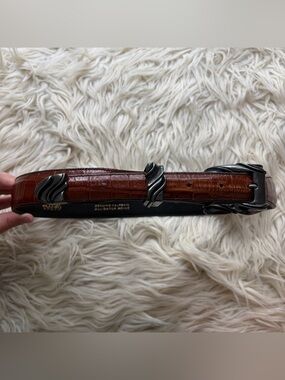 Vintage Vicenza Sport Brown Alligator Print Calfskin Leather Belt Womens Size 30